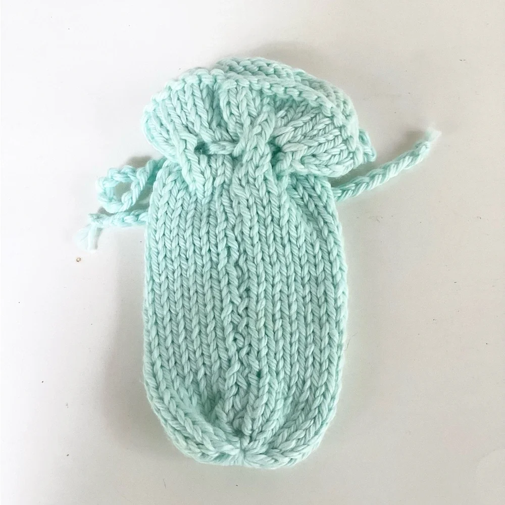 Hand Crafted Soap Saver Bag Hair Scrunchy Bath Essential Cotton Mint Green
